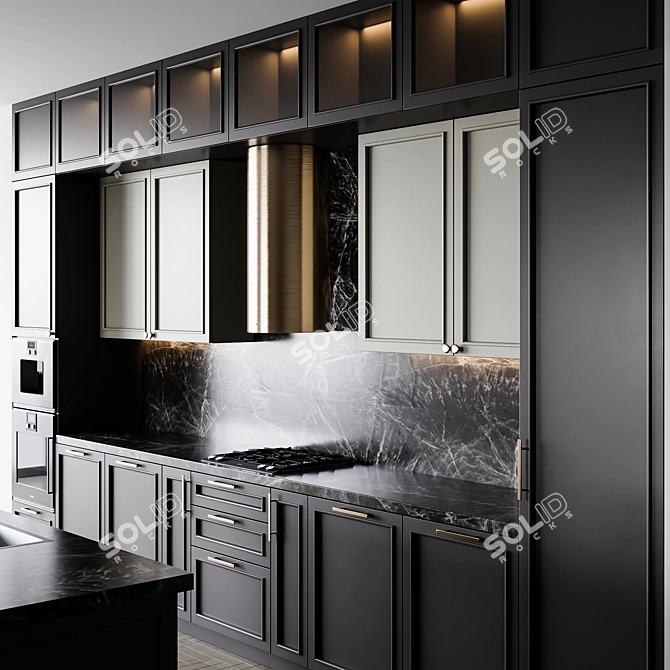  Adjustable Neoclassic Kitchen Cabinet 3D model image 2