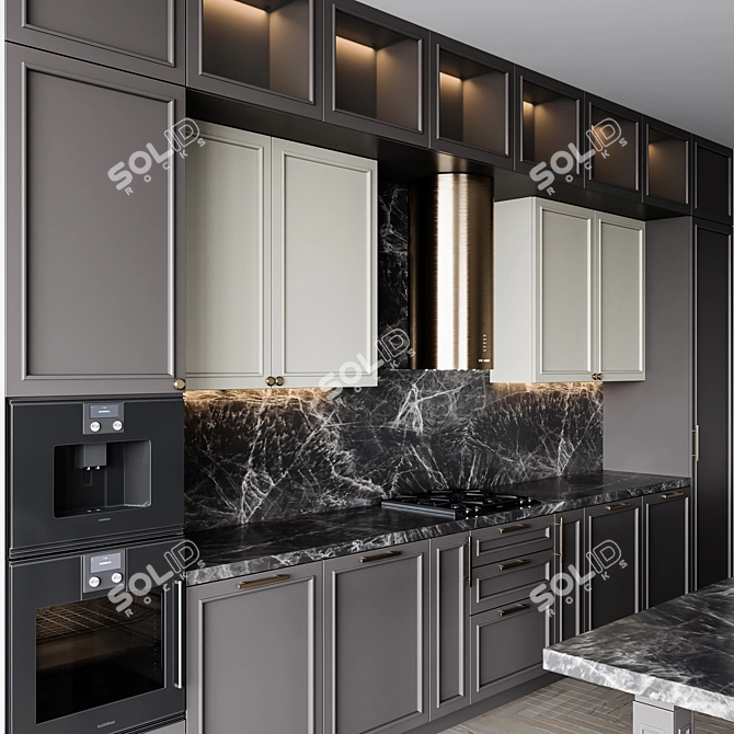  Adjustable Neoclassic Kitchen Cabinet 3D model image 3