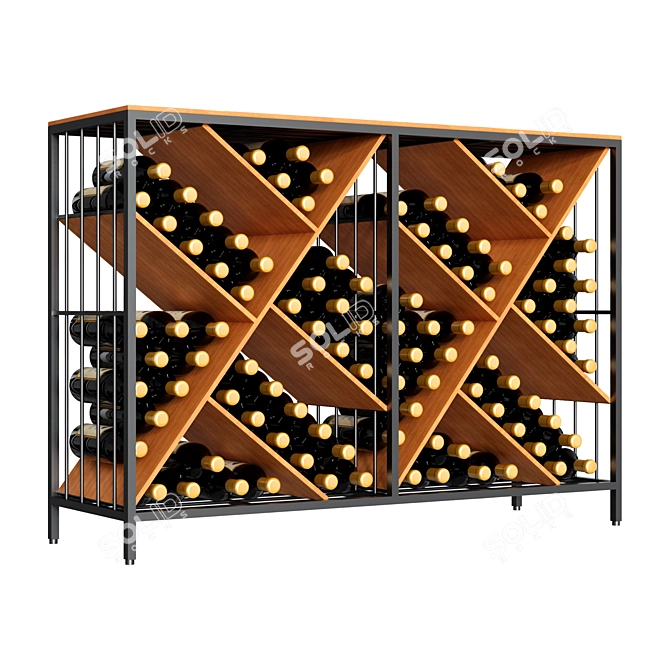 Modular Metal Wood Wine Rack 3D model image 1