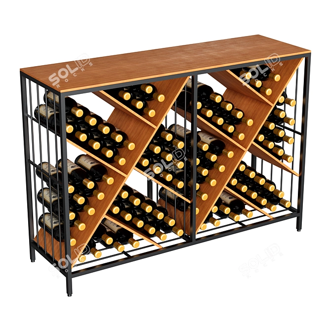 Modular Metal Wood Wine Rack 3D model image 2