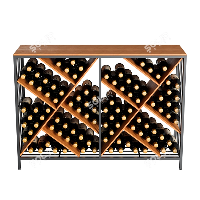 Modular Metal Wood Wine Rack 3D model image 3