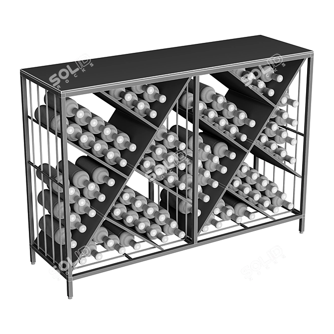 Modular Metal Wood Wine Rack 3D model image 4