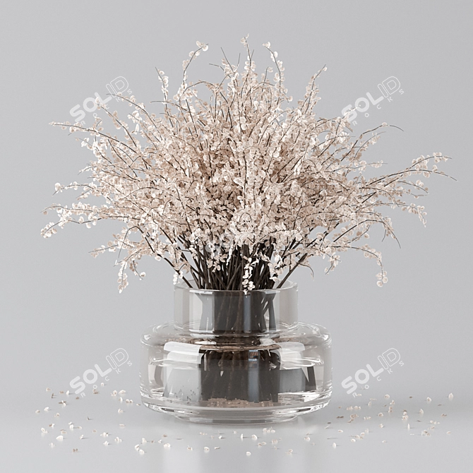 Glass Vase Decorative Branches Bouquet 3D model image 1