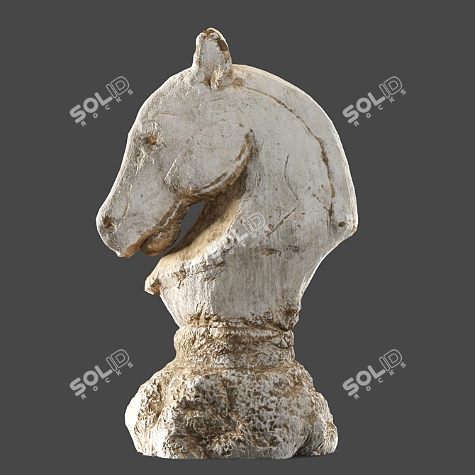 4K PBR Horse Head Sculpture 3D model image 1