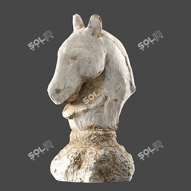 4K PBR Horse Head Sculpture 3D model image 2