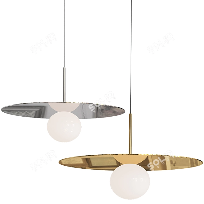 Modern Brass Bola Pendant Light 3D model image 1