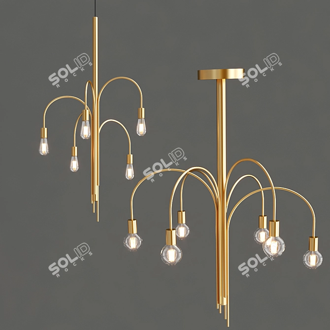 Modern LED Aluminium Chandelier by Dark 3D model image 3