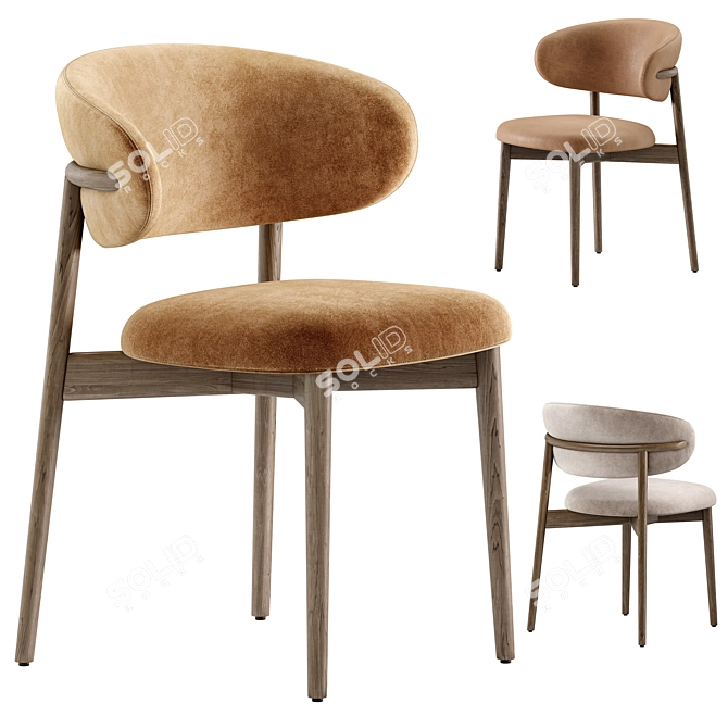Sleek Oleandro Dining Chair Render 3D model image 1