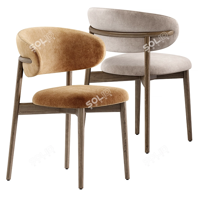Sleek Oleandro Dining Chair Render 3D model image 2
