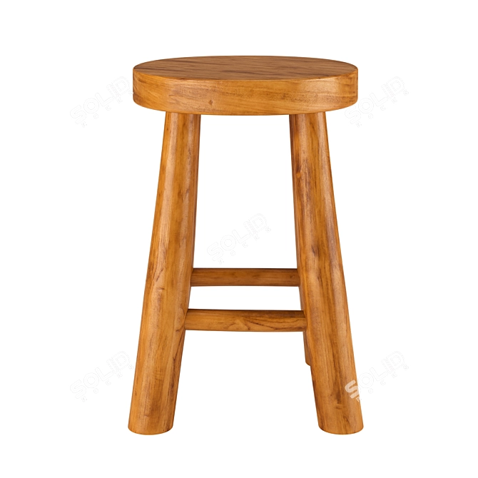 Teak Wood Stool | Natural 3D model image 2