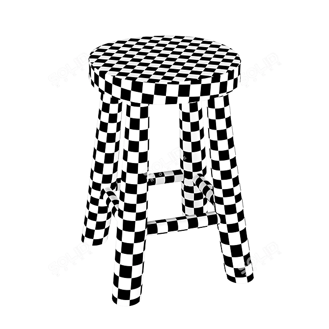 Teak Wood Stool | Natural 3D model image 4