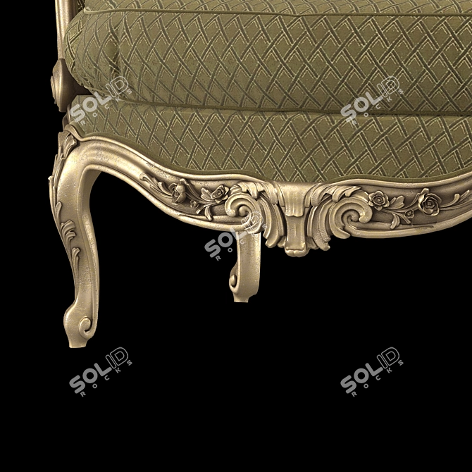 Elegant Barocchetto Armchair Upgrade 3D model image 2
