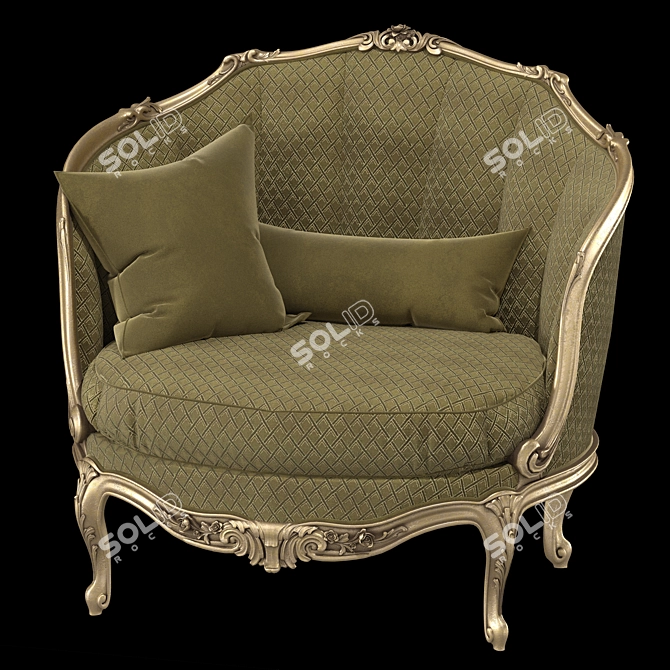 Elegant Barocchetto Armchair Upgrade 3D model image 4