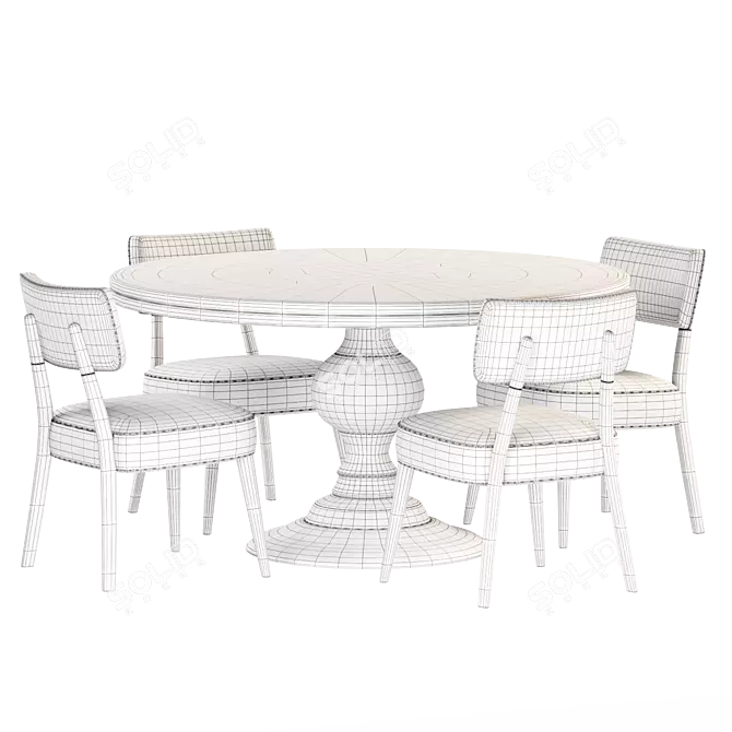 Magnolia Dining Set Ivory Whitewash 3D model image 4