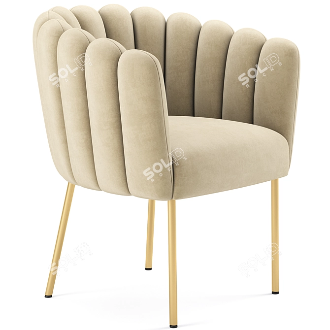 Luxurious Performance Velvet Armchair 3D model image 1