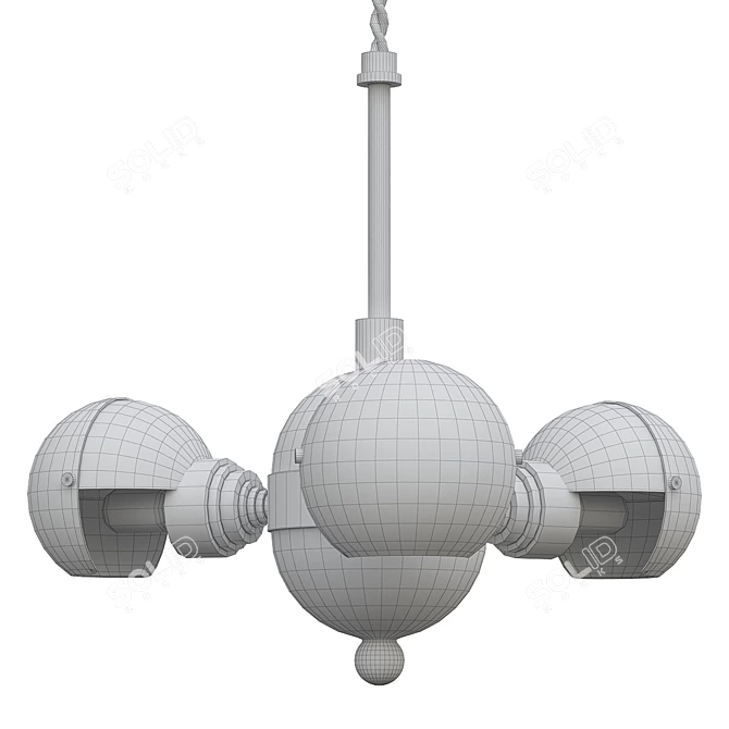 Elegant Three Ball Chandelier 3D model image 2