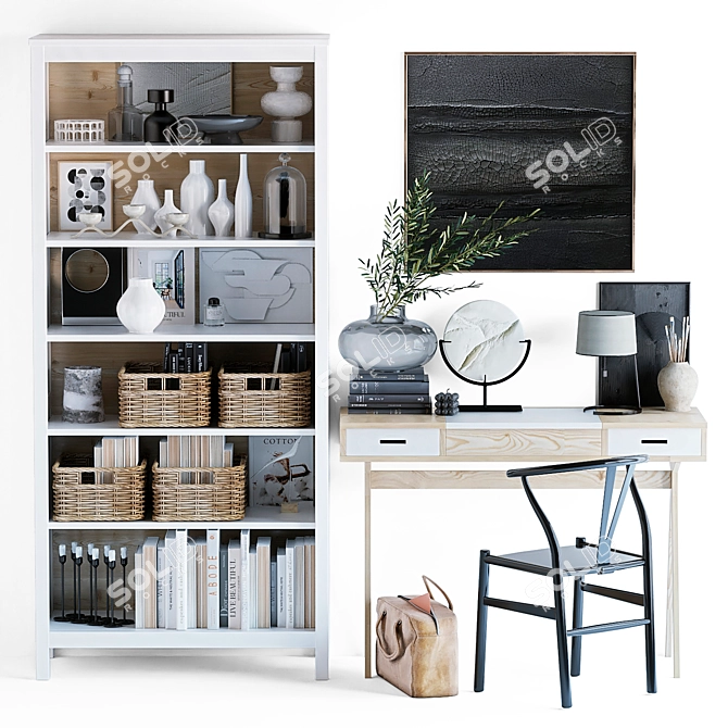  Scandinavian Style Desk Set 3D model image 1