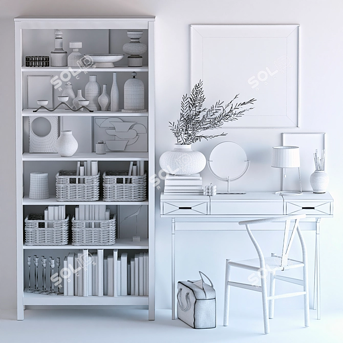  Scandinavian Style Desk Set 3D model image 6