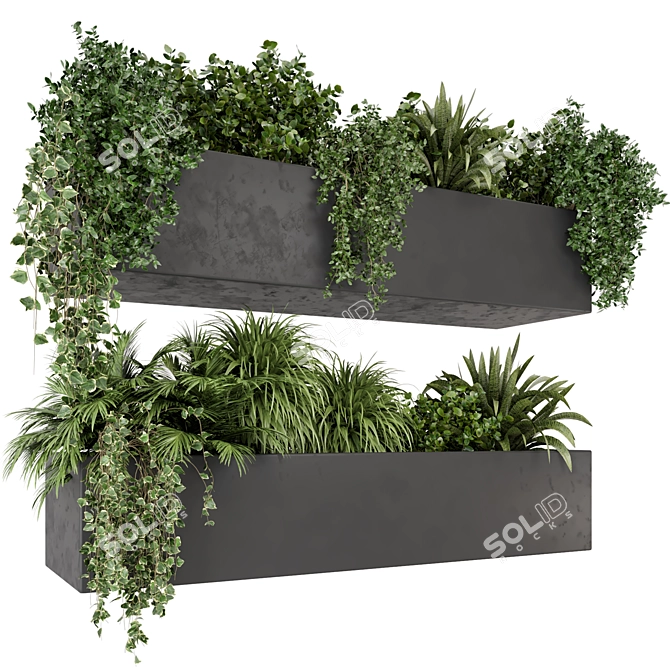 Rusty Concrete Hanging Plant Set 3D model image 1