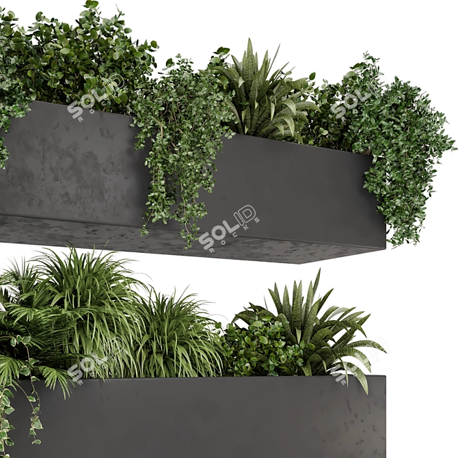 Rusty Concrete Hanging Plant Set 3D model image 3