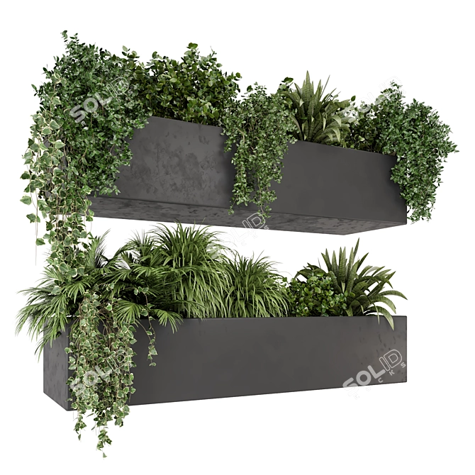 Rusty Concrete Hanging Plant Set 3D model image 5