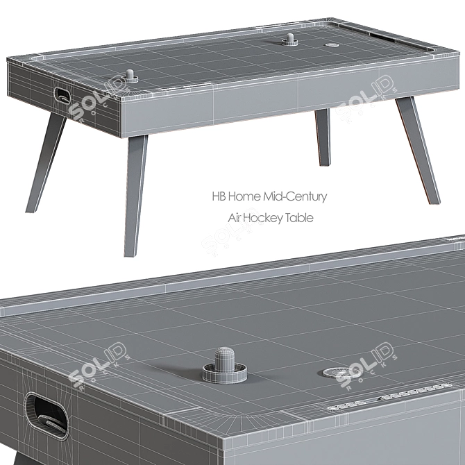 Mid-Century Air Hockey Table 3D model image 3