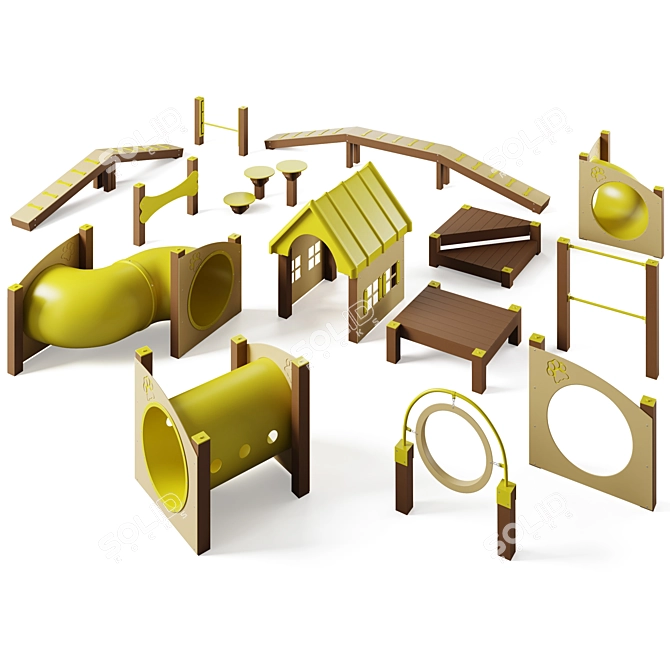 Canine Agility Park Equipment Set 3D model image 1