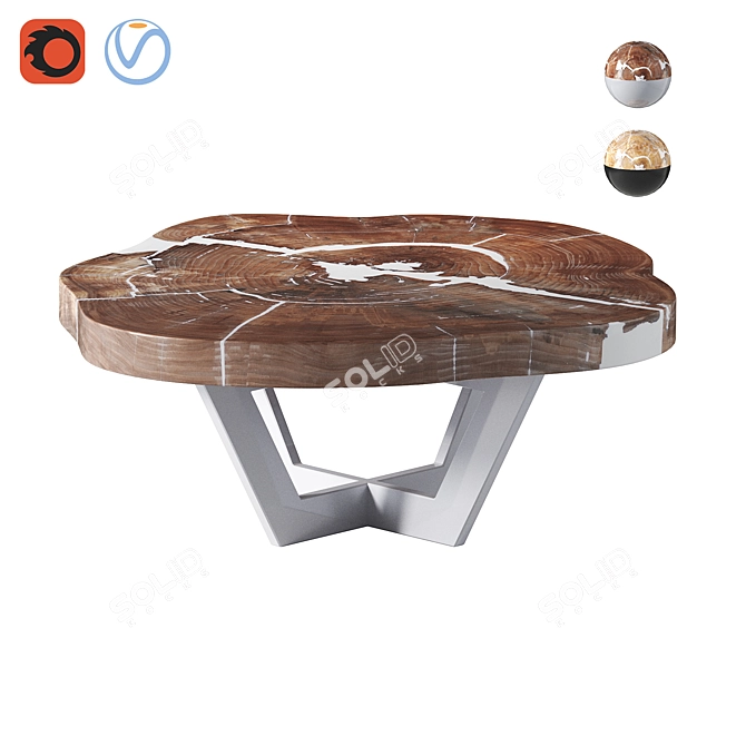 Wowbotaniсa Oak Epoxy Coffee Table 3D model image 1