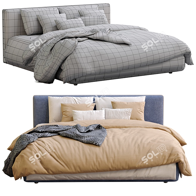 Contemporary Alberta Bed Design 3D model image 5