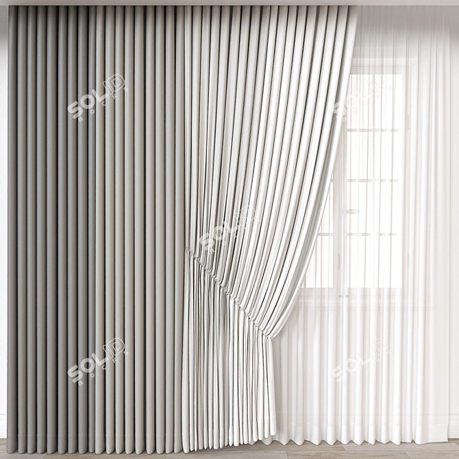 Modern Curtain 3D Model Render 3D model image 1