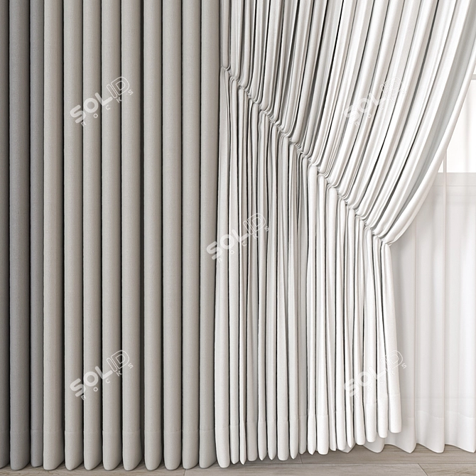 Modern Curtain 3D Model Render 3D model image 2