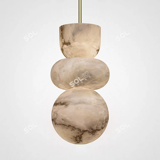 Alabaster Totem Pendant Light 3D model image 2