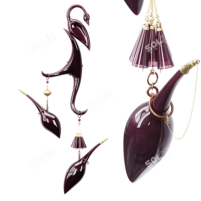 Ethereal Glass Birds Sculpture Set 3D model image 1