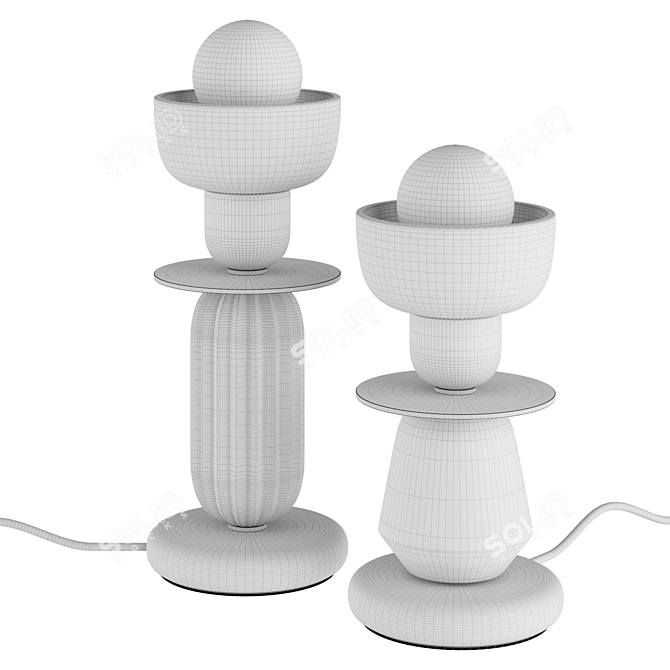 Modern Table Lamp Set Duo 3D model image 3