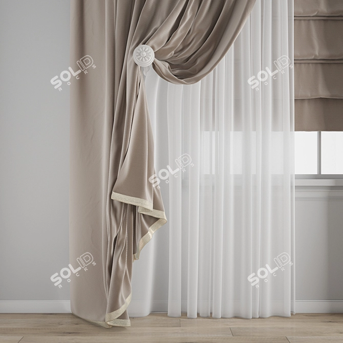 Detailed Curtain Model with Textures 3D model image 2