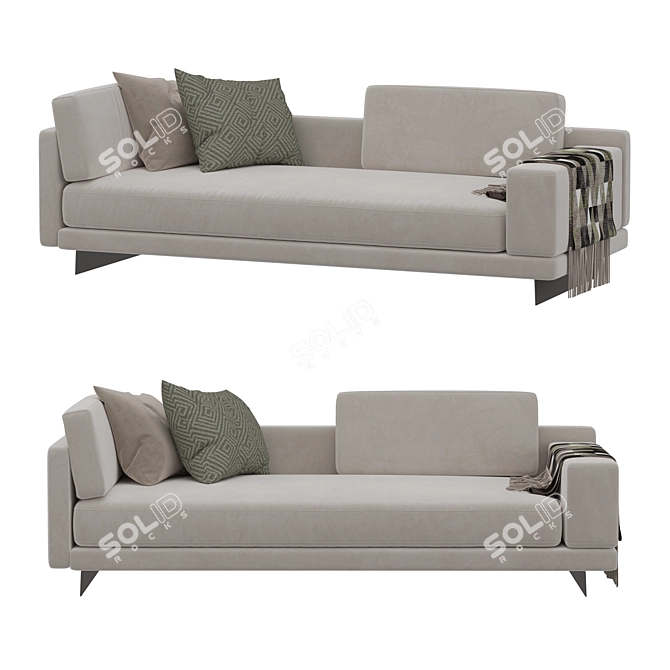 Elegant Dresden Right Arm Sofa 3D model image 1