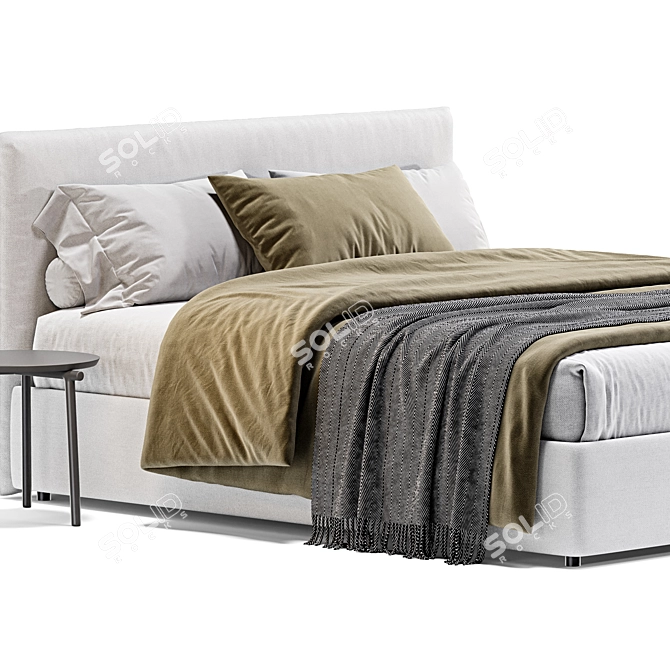 Modern Queen Bed Bolzan Gaya 3D model image 2