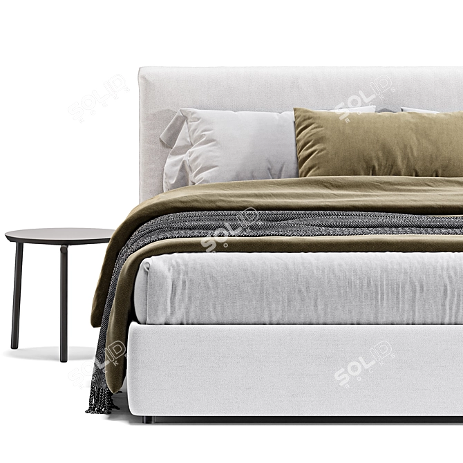 Modern Queen Bed Bolzan Gaya 3D model image 3