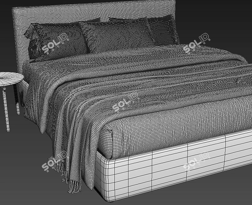 Modern Queen Bed Bolzan Gaya 3D model image 4