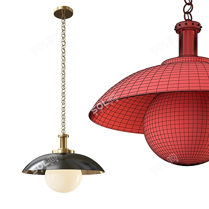 Vintage Industrial Pendant Light 3D model image 2