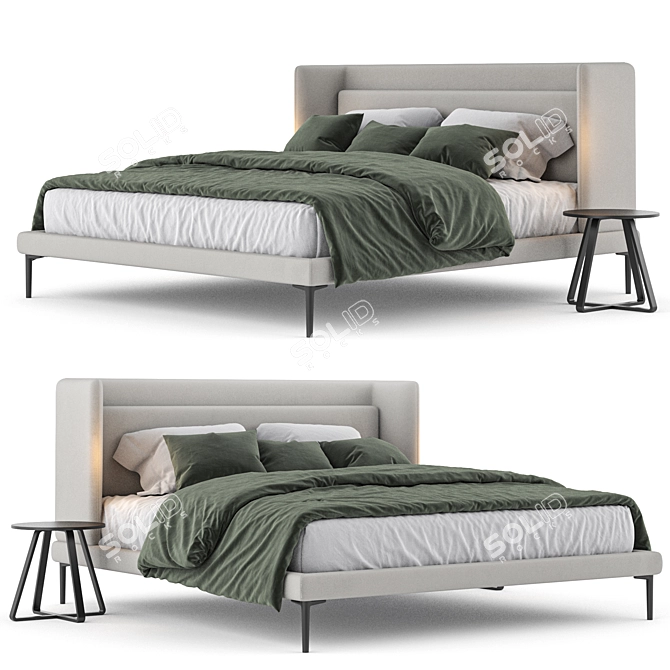 Modern Minimalist Austin Bed 3D model image 1