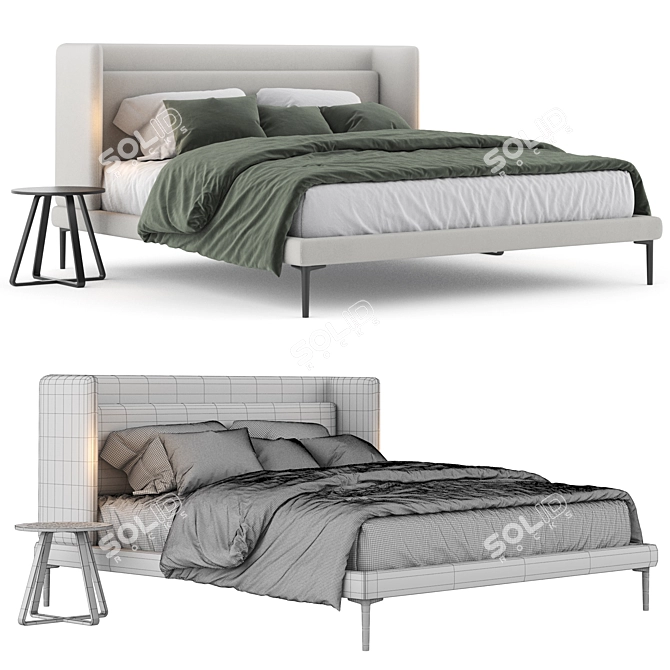 Modern Minimalist Austin Bed 3D model image 3
