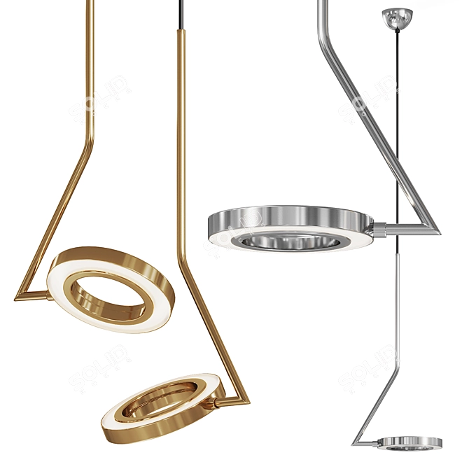 360° Rotating Pendant Lights Duo 3D model image 2