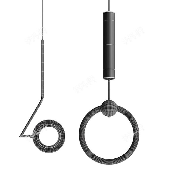 360° Rotating Pendant Lights Duo 3D model image 4