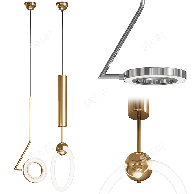 360° Rotating Pendant Lights Duo 3D model image 5