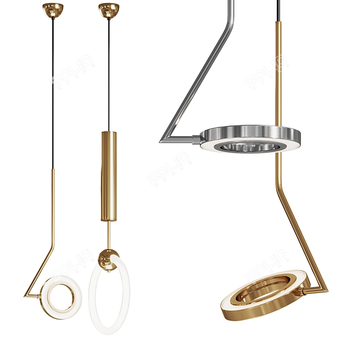 360° Rotating Pendant Lights Duo 3D model image 6