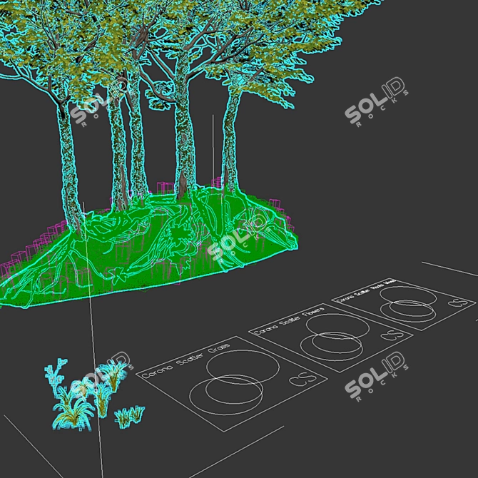 Hilltop Forest Scene Decor 3D model image 9