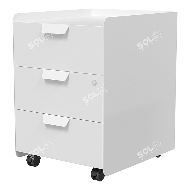 Compact Rolling 3-Drawer Chest 3D model image 2