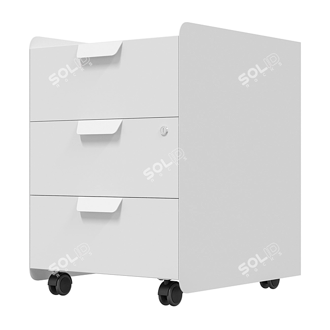 Compact Rolling 3-Drawer Chest 3D model image 4