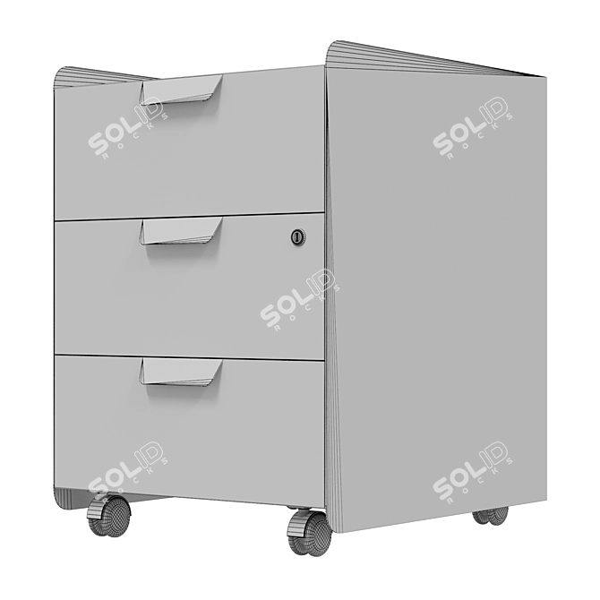 Compact Rolling 3-Drawer Chest 3D model image 5
